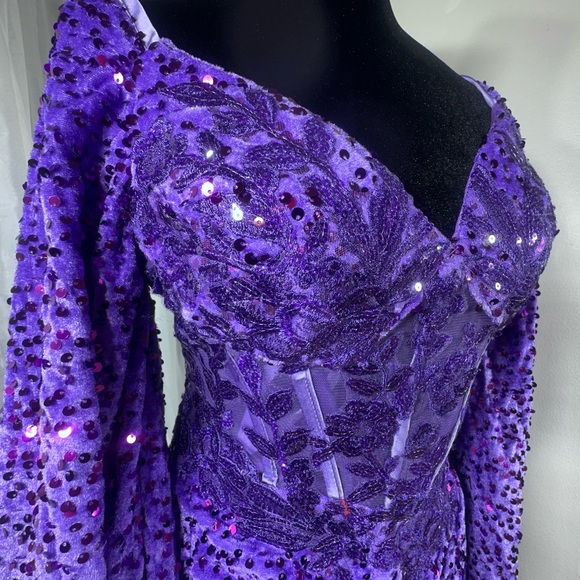 Glamorous Purple Long Sleeve Dress - Picture 7 of 14